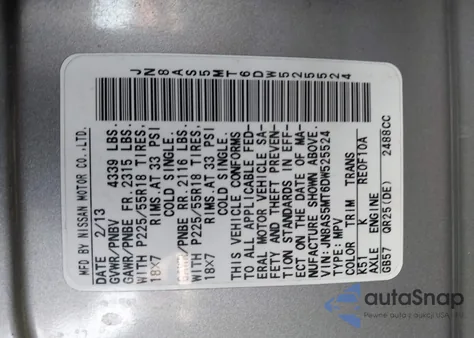 2013 Nissan Rogue Sv W/Sl Pkg from USA, damaged, VIN JN8AS5MT6DW525524